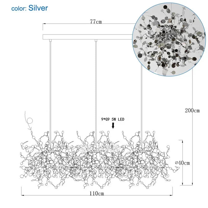 Lustre Folhas de Ouro Linear